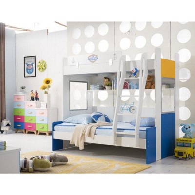 new design MDF cute bule color bunk bed children bedroom furniture